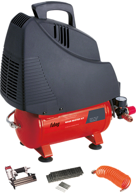 Компрессор безмасляный коаксиальный 6 л WOOD MASTER KIT + 4 пр. FUBAG