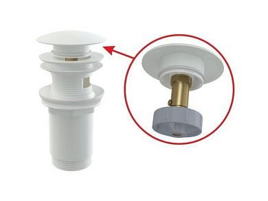 Водослив для умывальника click/clack 5/4, цельнометаллический с пер. и белой заглушкой, Alcaplast A392B