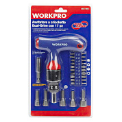 Отвертка с набором бит и головок, 17 пр. WORKPRO GSCI-1605
