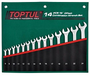 Набор комбинированных ключей отогнутых на 15 ° Toptul серия GRAW