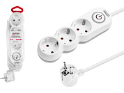 Удлинитель 3м (3 роз. 2,2кВт с/з выкл ПВС 3х0,75) LEIDEN ELECTRIC 805042