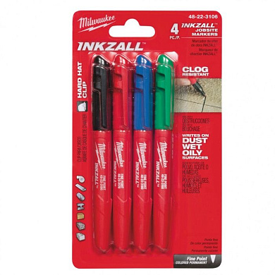 Маркеры с тонким пером INKZALL цветные 4 шт. Milwaukee 48223106