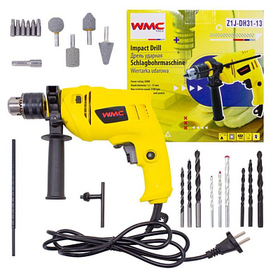Дрель ударная электрическая ударная с аксессуарами WMC TOOLS WMC-Z1J-DH31-13