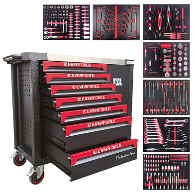 Набор инструментов 289 пр в тележке 7 полок EVERFORCE EF-55312