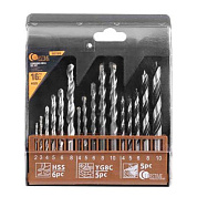 Комбинированный набор сверл 16 пр, по металлу: 2-6, 8 мм, по бетону: 4-6, 8, 10 мм, по дереву: 4-6, 8, 10 мм FORSTIME FT-DBS16M