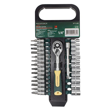 Набор головок-бит с трещоткой 6-гр. 28 пр. 4-13 мм 1/4'' RockForce RF-027-5MSA