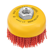 Щетка для УШМ, 75 мм, Чашка, нейлоновая щетина, М14 Denzel 74465