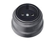 Розетка 1-ая (открытая, б/з) черная, Ретро, (без монтажной панели) Bylectrica РА16-0201чер