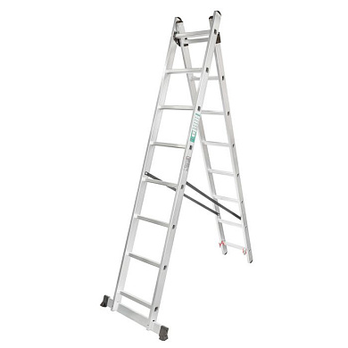 Лестница комбинированная двухсекционная 2х10 ступенек, нагрузка 150 кг, ForceKraft FK-BL-E210