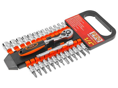 Набор головок и головок-бит SL, PH, Torx, HEX 28 пр. 1/4" PRO Startul PRO-028