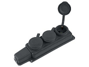 Розетка 3-ая переносная, с/з, 16А, 250В, брызг. защ., каучук, черная, РП16-334, Юпитер JP7601-03