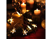 Гирлянда светодиодная <Звездочки> 1.5 м, 10 LED, прозрачный ПВХ, теплый белый Neon-Night 303-091