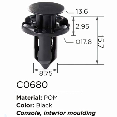 Клипса для крепления внутренней обшивки а/м GM пластиковая 100 шт Forsage C0680(GM)