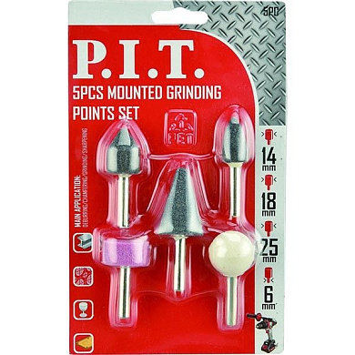 Набор шлифовальных насадок 5 шт хвостовик 6 мм PIT APLS15-05PC