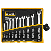Набор ключей рожково-шарнирных 8, 10, 12-19 мм 10 пр JCB JCB-5010R