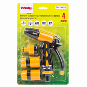 Пистолет-распылитель пластиковый, 1 штуцер, 2 быстросъема, L-180 мм, 4 пр WMC TOOLS WMC-TG7206017