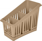 Сушилка для столовых приборов Plast Team 3х-секционная 200×120×160 мм шоколадный мокко Пластик Репаблик PT156411015