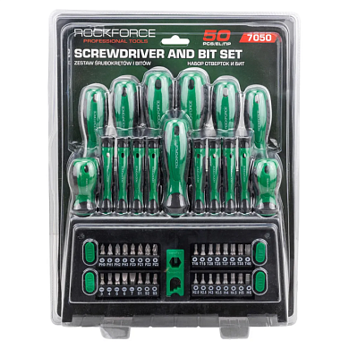 Набор отверток SL, PH, отверток для точных работ SL, PH, Torx, биты SL, PH, PZ, Torx, HEX, Square Head 50 пр RockForce RF-7050