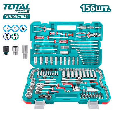 Набор инструментов 156 пр 1/4''&3/8"&1/2'' 6-гр TOTAL THKTHP21566