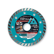Диск алмазный турбированный Optima 115x22,2 мм, H=7 мм по камню, кирпичу. Без уп. METALLICA 900116