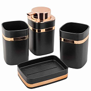 Набор для ванной комнаты 4 пр., мыльница, дозатор для мыла, подставка для зубных щеток, подставка для косметических аксессуаров La and Te beaute LT-BSP-3BK