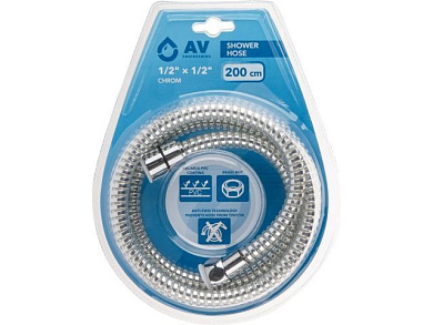 Шланг душевой, PVC, 1/2" г-г 200 см, хром, AV Engineering AVSSS-112