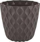 Горшок для цветов InGreen Wave с дренажной сеткой и съемным поддоном 2,5л, D175мм,шокол Пластик Репаблик IG650210011