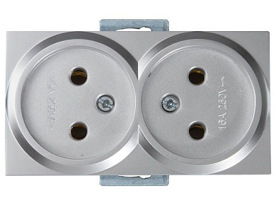 Розетка 2-ая, скрытая, б/з, серебро, RITA, 16 A, 250 V, IP 20, Mutlusan 22002030282