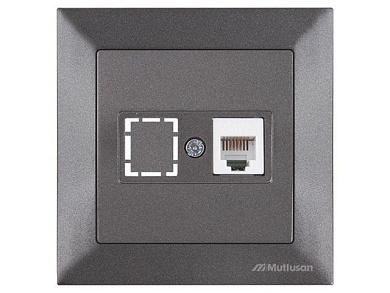Розетка телефонная 1хRJ12, скрытая, дымчатая, DARIA, Mutlusan 21201250195