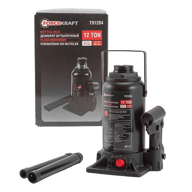 Домкрат бутылочный 12 т с клапаном, 217-407 мм ForceKraft FK-T91204 DS