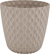 Горшок для цветов InGreen Wave с дренажной сеткой и съемным поддоном 4,7л, D205мм платан Пластик Репаблик IG650310105