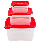 Комплект контейнеров для хранения и заморозки продуктов 3 штуки. СВЧ (0,2л+0,46л+1л) Полимербыт 4367031