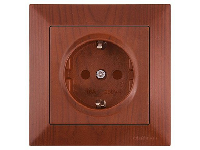 Розетка 1-ая, скрытая, с/з, шторки, вишня, DARIA, 16 A, 250 V, IP 20, Mutlusan 21206050256