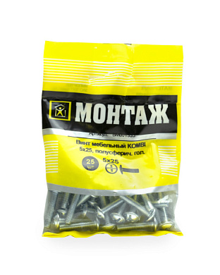 Винт мебельный 5х25, шлиц KOMBI, цинк, 25 шт МОНТАЖ BM001353