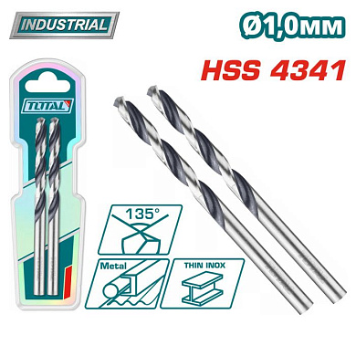 Сверло по металлу HSS 1 мм TOTAL TAC1200014 (2 шт)