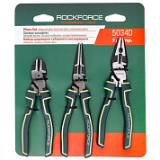 Набор шарнирно-губцевого инструмента 3 пр., бокорезы, утконосы, плоскогубцы RockForce RF-5034D