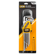 Набор ключей Г-образных HEX (6-гр) экстра длинных, 10 пр., 1.27-10 мм JCB JCB-5102XL