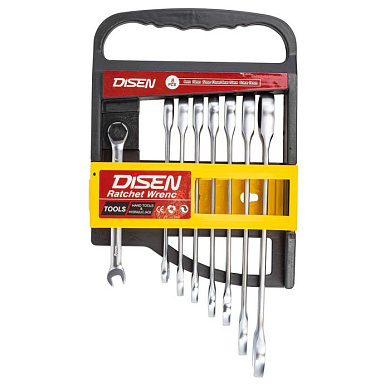 Набор ключей комбинированных трещоточных 8 пр. DISEN DSD1512