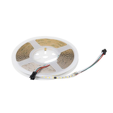 Лента светодиодная SPI, "Бегущий огонь", 12W/m, 24V, 8мм, 2835, 126 д/м, IP20, теплый белый, 3000K, 10м, AKS 115350