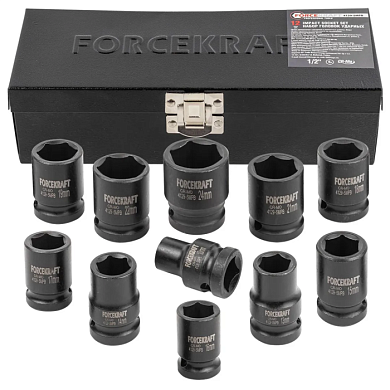 Набор ударных головок 10-24 мм 1/2'' 6-гр 12 пр ForceKraft FK-4129-5MPB