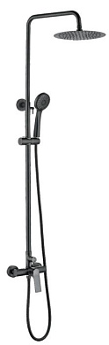 Душевая система со смесителем без излива и тропическим душем, латунь, черный Ledeme L2475B