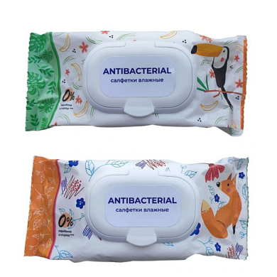 Салфетки влажные гигиенические антибактериальные с клапаном, с растительными экстрактами, 120 шт