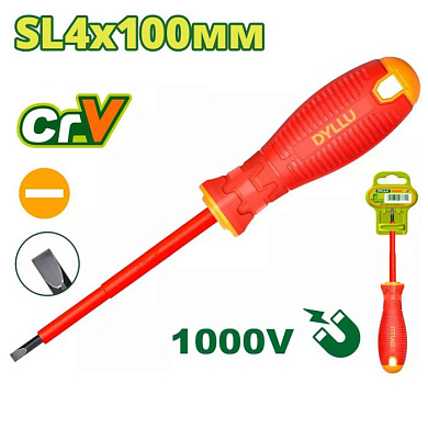 Отвертка крестовая SL4x100 мм диэлектрическая DYLLU DTSD7244