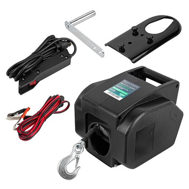Лебедка электрическая автомобильная 12В, 300W, 900кг, крепление за "фаркоп", стальной трос 10 м RockForce RF-TRC9202 BIG