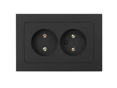 Розетка 2-ая, скрытая, б/з карбон, Аструм, Bylectrica РС16-0541карб