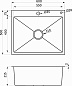 Мойка нерж. сталь, прямоугольная одночашевая, 600*500мм, сатин никель, PVD покрытие, универсальная (3,2мм) AKS 111765