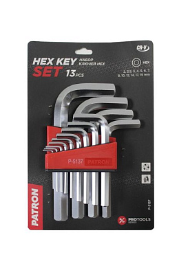 Набор ключей Г-образных HEX 13 пр. 2-19 мм PATRON P-5137
