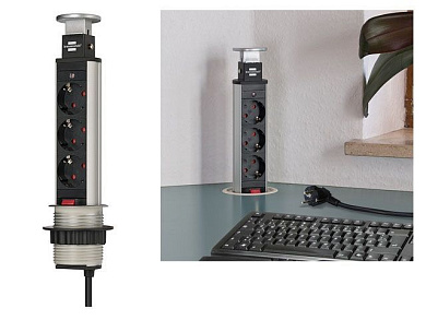 Удлинитель-башня 2м встраиваемый в столешницу Brennenstuhl 1396200003