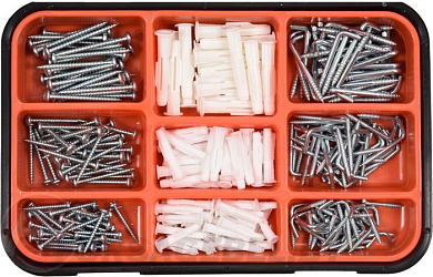 Набор шурупов с набором пластмассовых дюбелей 290 пр. Vorel 24112