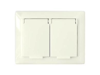 Розетка 2-ая, cкрытая, с/з, брызг. защ., бежевая, Стиль, Bylectrica РС16-400беж